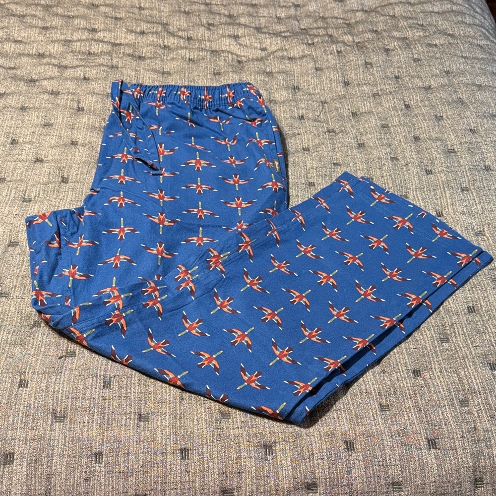 Eddie Bauer Blue Joggers with Red Pattern